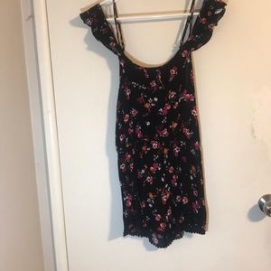 Black romper w/ roses and slits on the sides